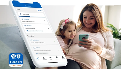 Product mock-up showing the dashboard of the CareTN App