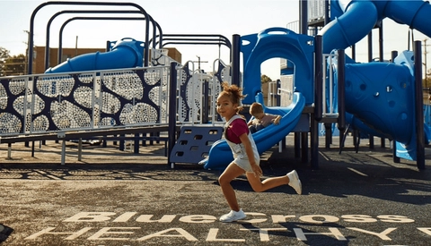 Girl running at BlueCross Healthy Place