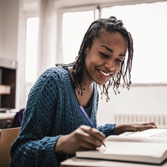 Female student preparing for exam