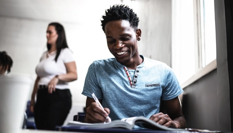 University student taking a test
