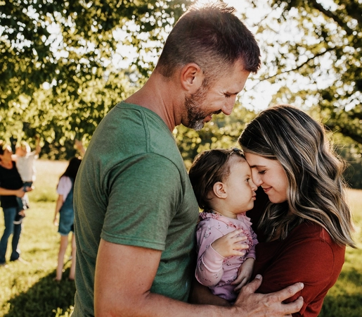 Happy family in nature