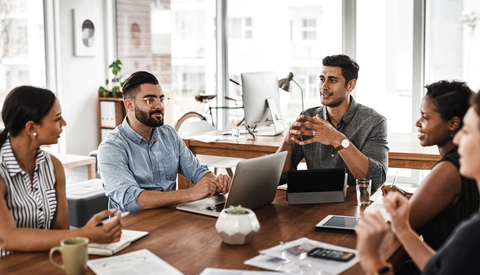 Group of young businesspeople during a work meeting