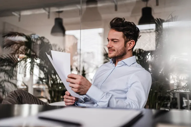 Business man reviewing documents