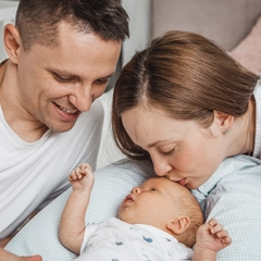 Happy family with newborn baby