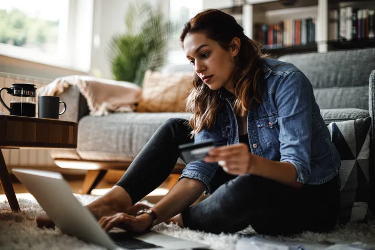 Woman shopping online