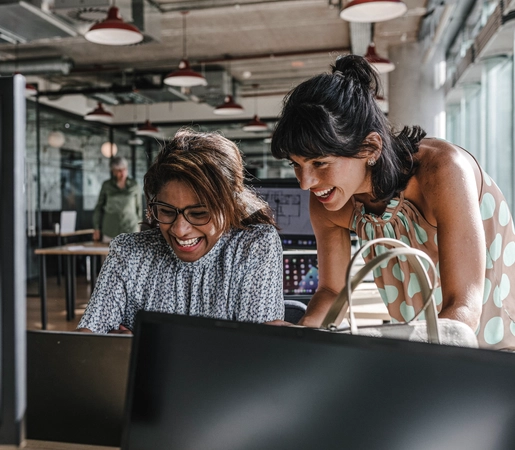 Two women working in an office