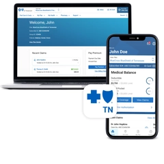 Mock-Ups showing BCBSTN App and Member Portal